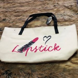 A lipstick tote bag
